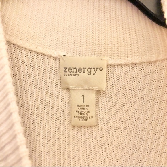 Chico’s Zenergy Cashmere Directional Laceup‎ Tunic Sweater Ecru White 1 - Picture 3 of 8